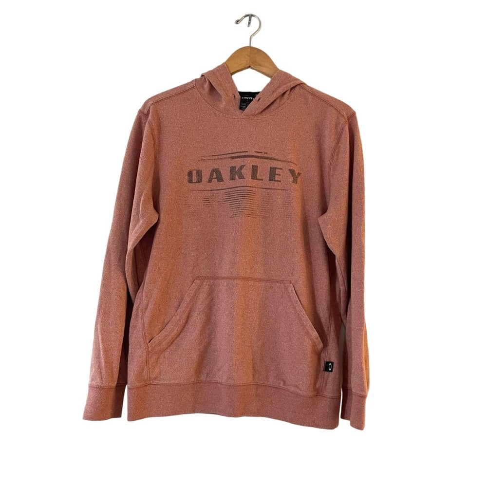 Oakley Pullover Hoodie‎ Size M Mens Orange Logo Regular Fit Kangaroo Pocket